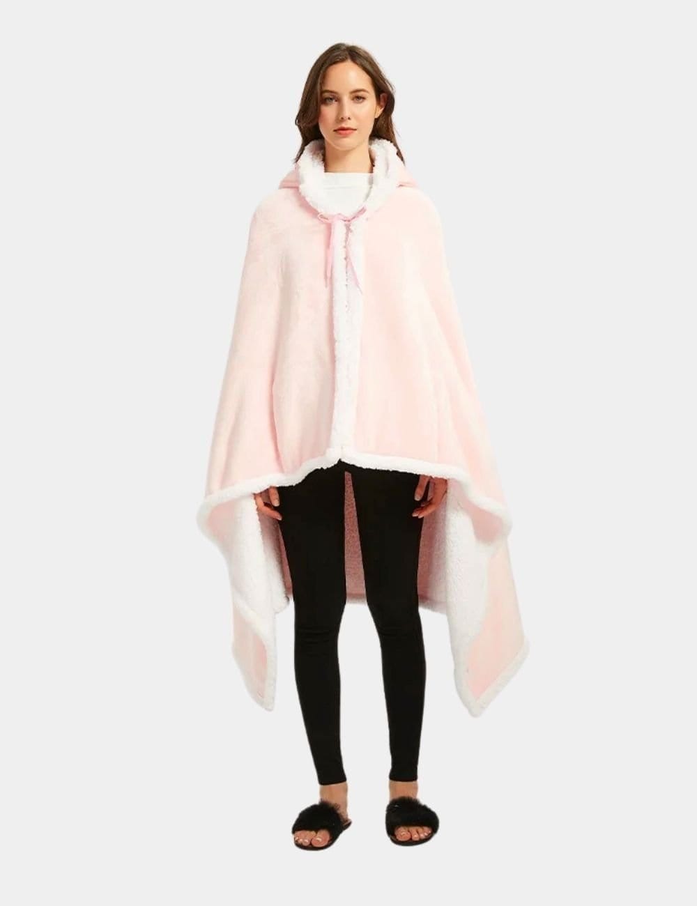 Cape Poncho Polaire Femme - Rose