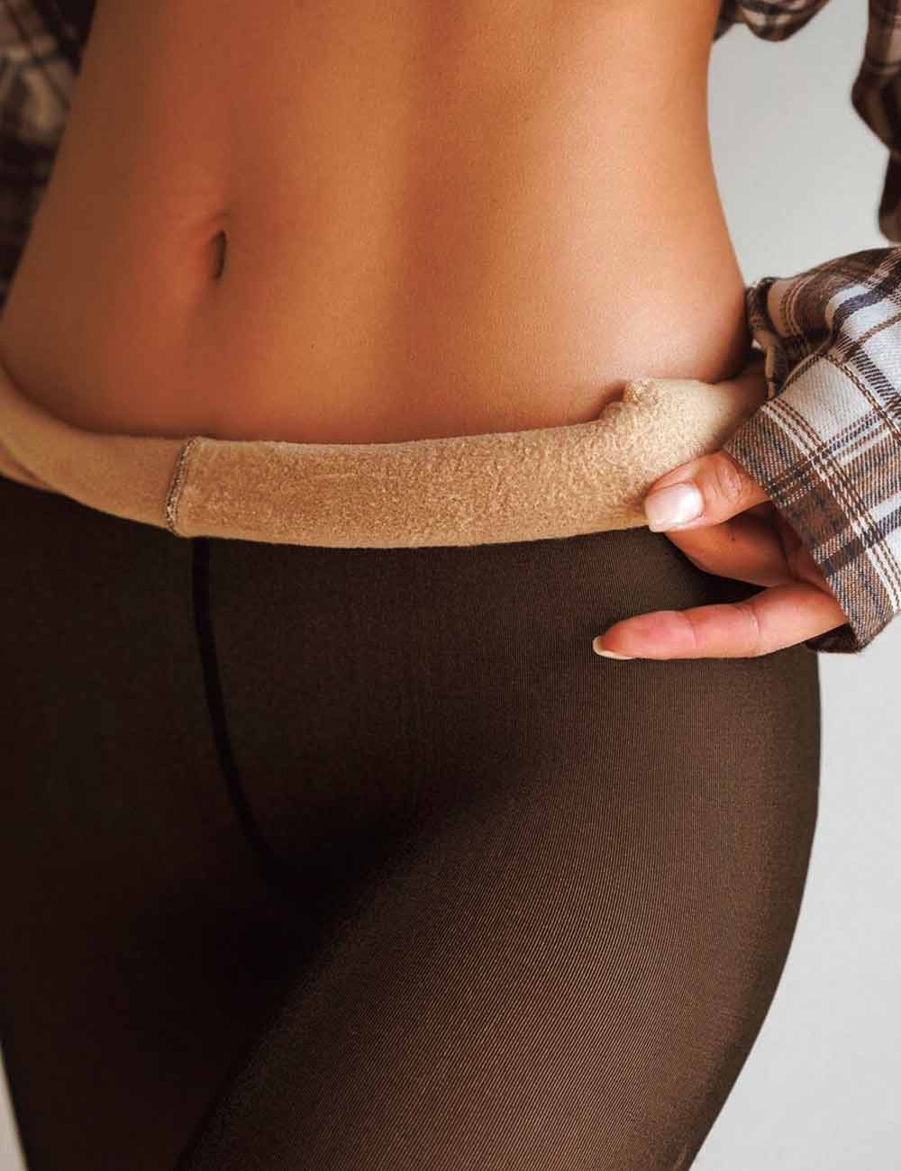 Collant Polaire Effet Transparent Peau Noire