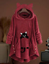 sweat plaid chat femme couleur rouge