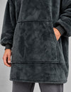 Grande poche kangourou et poignet du sweat plaid homme Cuddle gris foncé