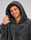 Gros plan de la capuche grise du Pull Sweat Plaid Homme