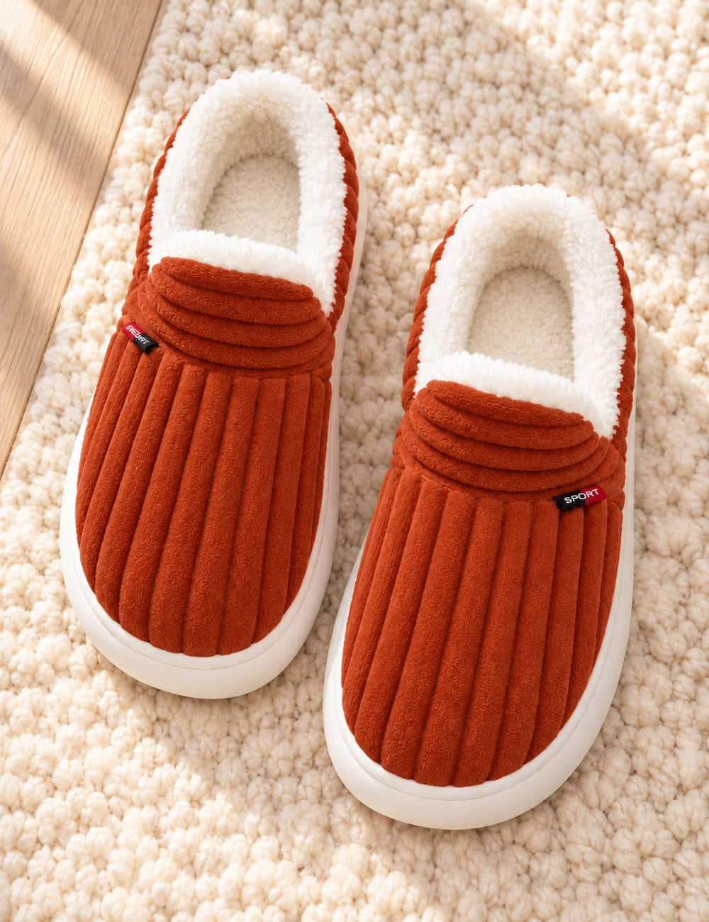 Paire de chaussons Alix orange vue du dessus