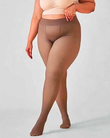 Collant Polaire Transparent Grande Taille Coffee / S/M [Taille 34-40] / 80g - Polaire Légère