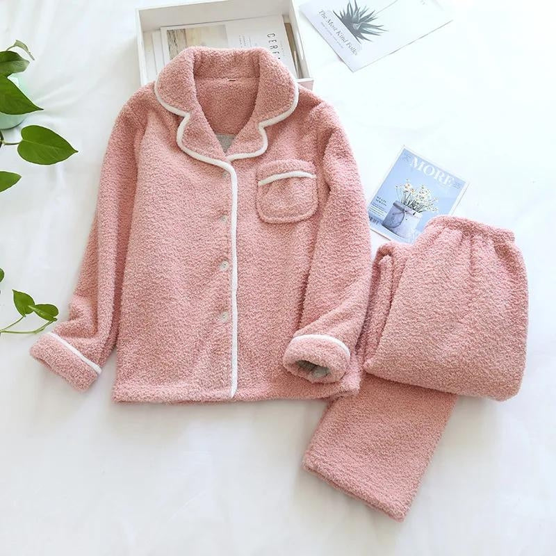 Pyjama femme chaud et élégant - Pink-XL