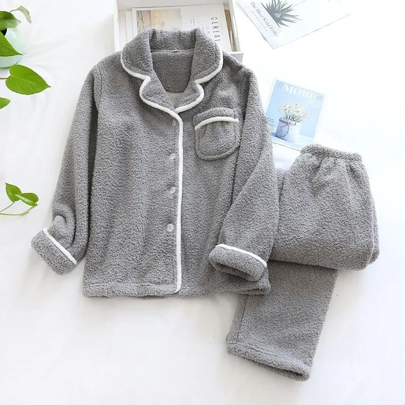 Pyjama femme chaud et élégant - Grey-XL