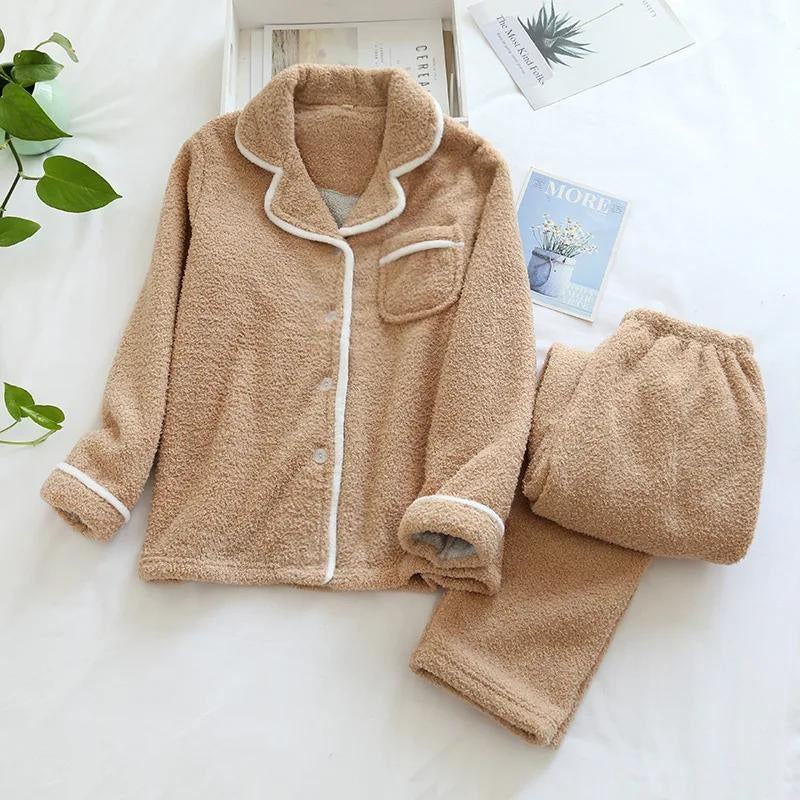 Pyjama femme chaud et élégant - Brown-XL