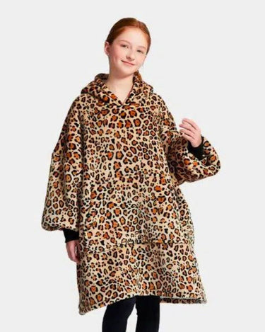 Sweat Plaid Femme Plaid Poncho Polaire Enfant Leopard / (Longueur 109cm)