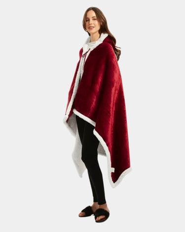 Poncho Plaid Polaire Femme Rouge The Kloody®