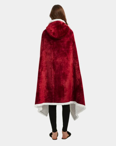 Poncho Plaid Polaire Femme Rouge The Kloody®