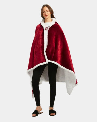 Poncho Plaid Polaire Femme Rouge The Kloody®