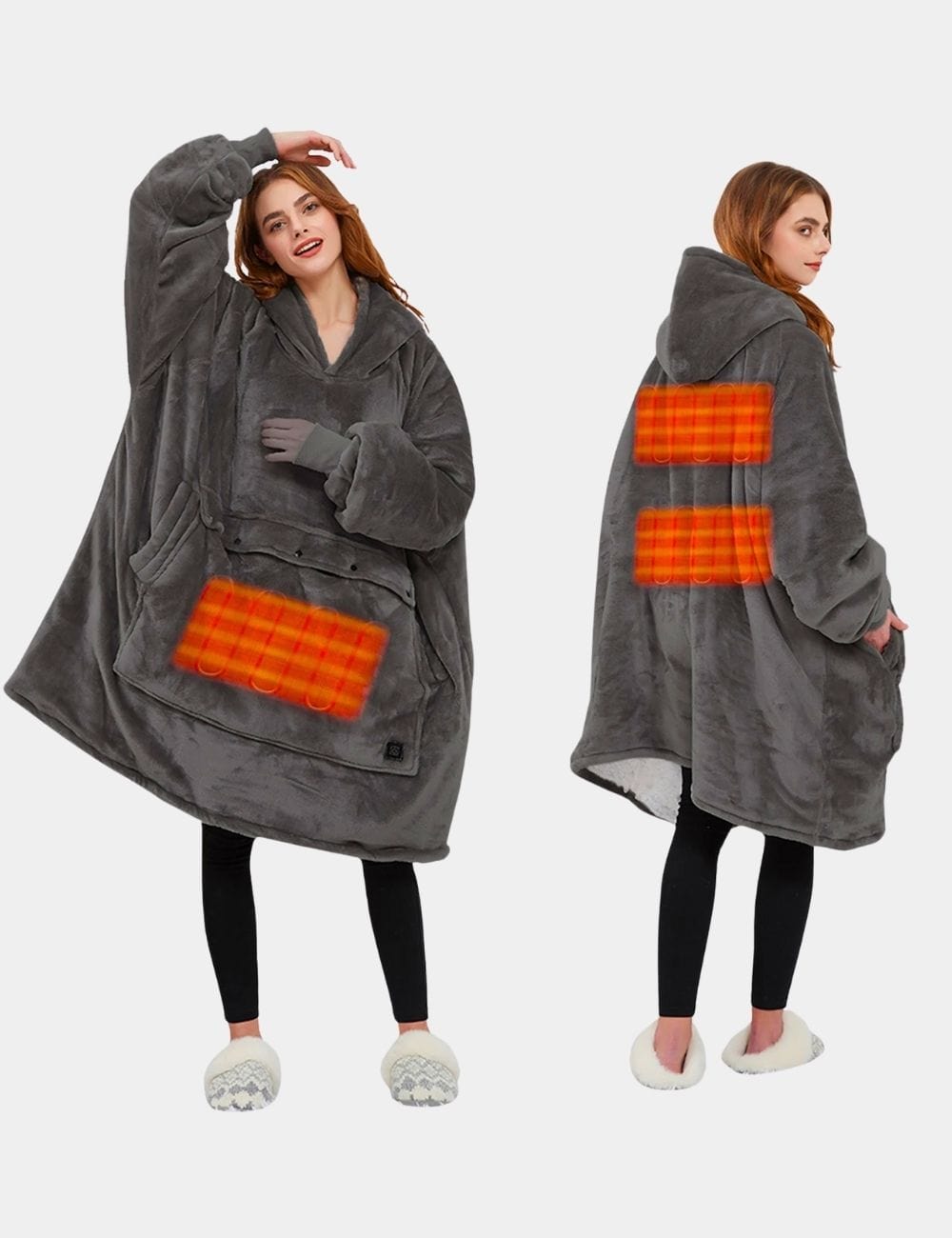 Poncho Polaire Chauffant Gris The Kloody®