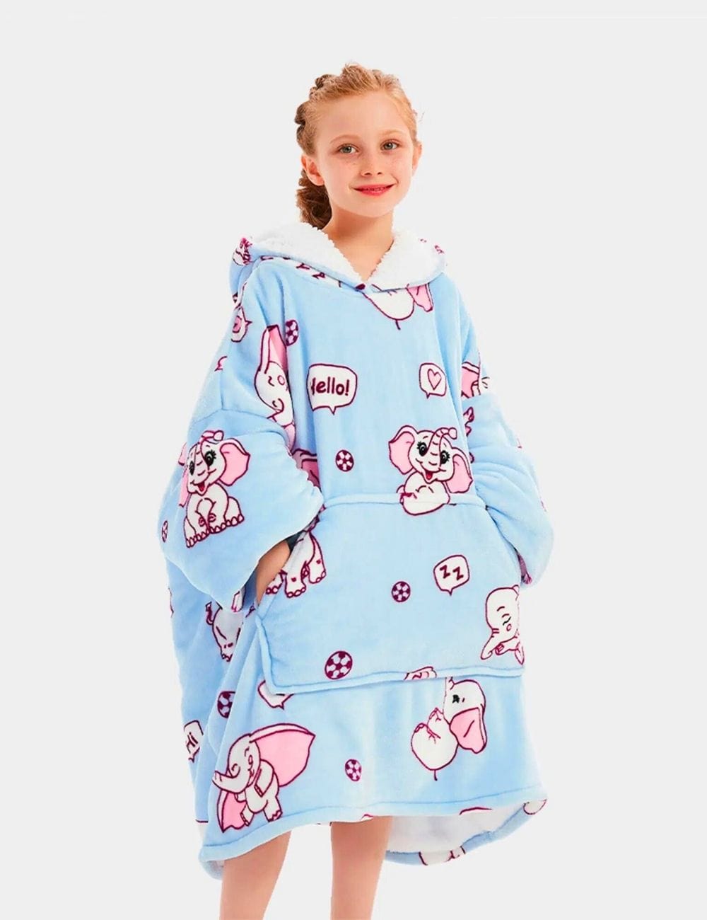 Sweat Plaid Enfant Poncho Polaire Enfant Elephant / (Longueur 109cm)