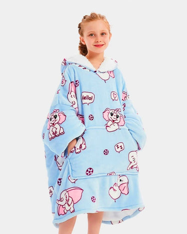 Sweat Plaid Enfant Poncho Polaire Enfant Elephant / (Longueur 109cm)