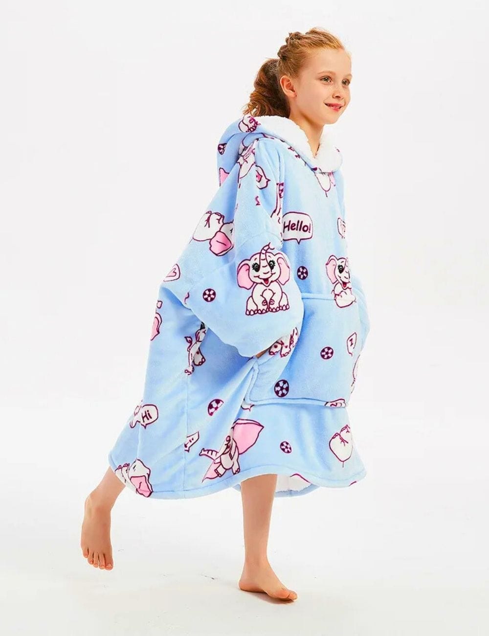 Sweat Plaid Enfant Poncho Polaire Enfant Elephant / (Longueur 109cm)