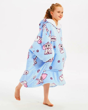 Sweat Plaid Enfant Poncho Polaire Enfant Elephant / (Longueur 109cm)