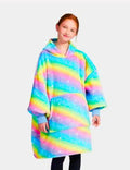 Sweat Plaid Enfant Poncho Polaire Fille Arc en ciel / (Longueur 109cm)