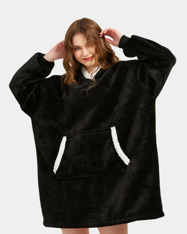 Poncho Polaire Toucher Peluche Noir The Kloody®