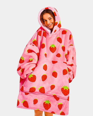 Pull Plaid Femme Pull Plaid À Capuche Strawberry / Adulte (122cm)