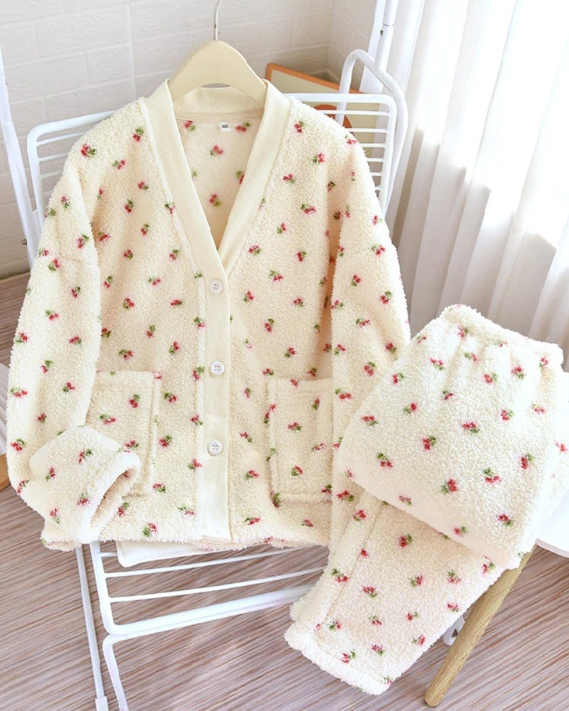 Pyjama flanelle femme - Motif-à-fleurs-XL