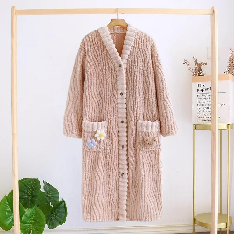 Robe de chambre longue chaude pour femme - XL