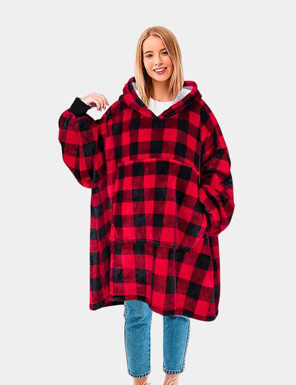 Sweat Plaid Sweat Plaid À Capuche Carreaux / Adulte (122cm)