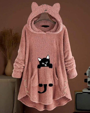 sweat plaid pour femme motif chat rose