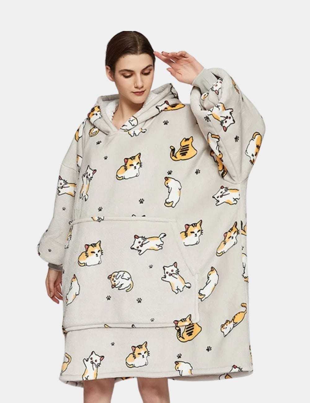 Sweat Plaid Femme Sweat Pyjama Plaid À Capuche Femme Cat / Adulte (122cm)