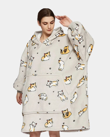 Sweat Plaid Femme Sweat Pyjama Plaid À Capuche Femme Cat / Adulte (122cm)