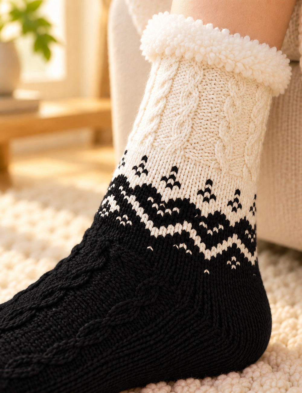 chaussettes noir : 04 maille motif