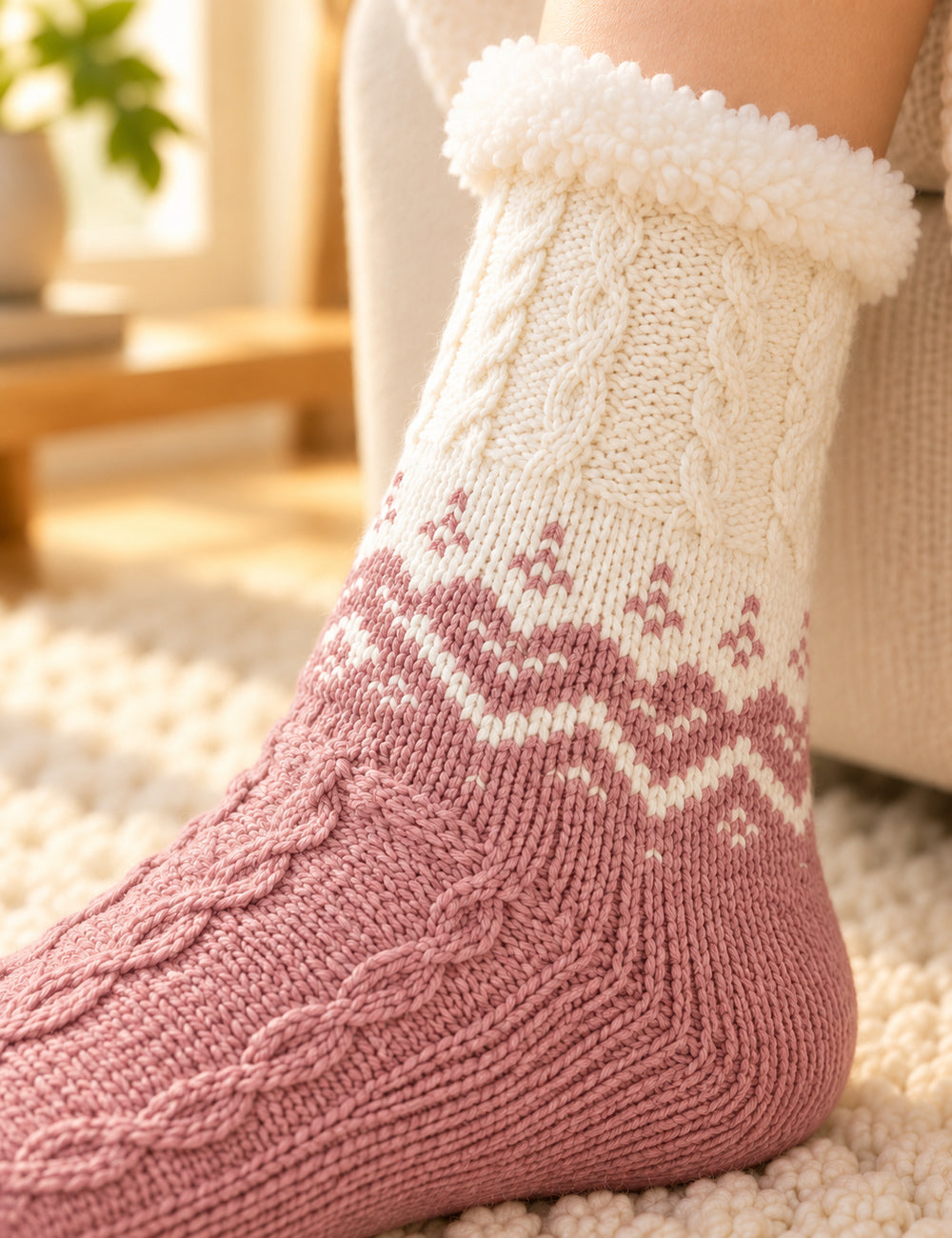 chaussettes rose : 04 maille motif