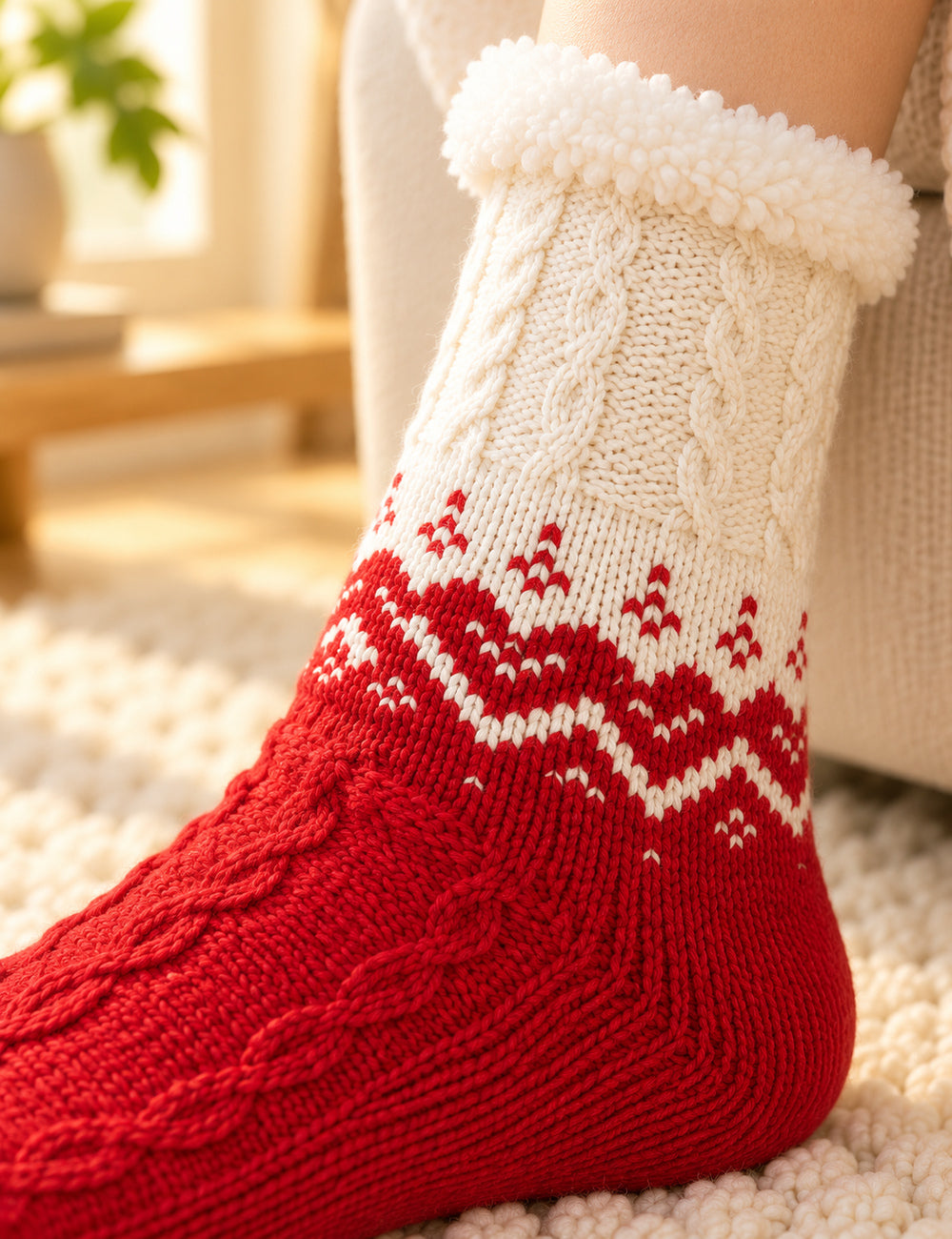 chaussettes rouge : 04 maille motif