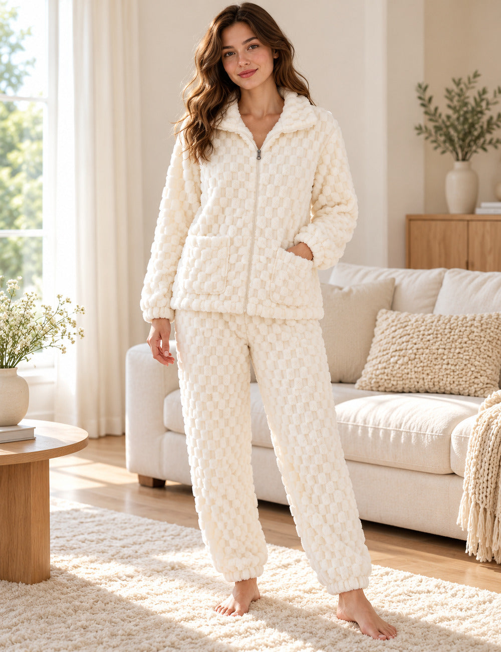 Ensemble pyjama Pilou Pilou écru porté, vue complète