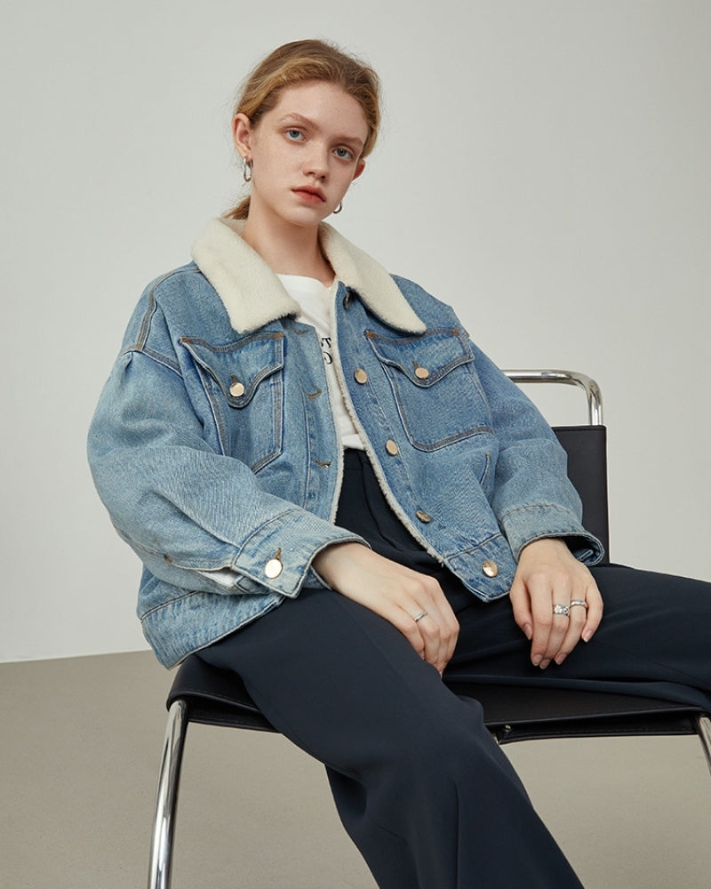 Veste en jean molletonné