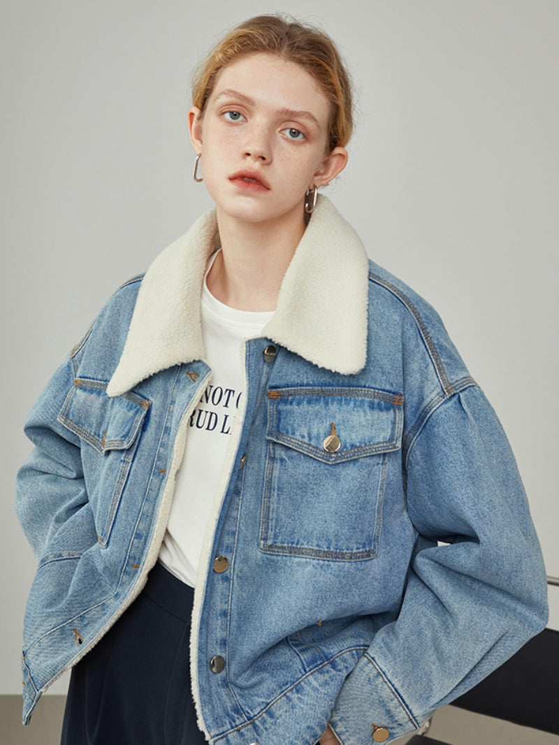 Veste en jean molletonné