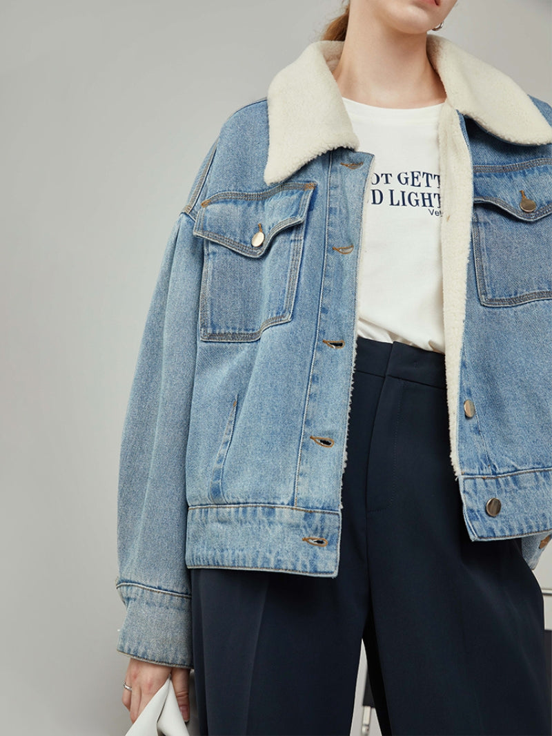 Veste en jean molletonné