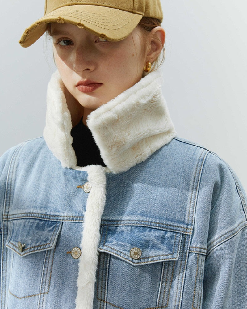 Veste jean col mouton