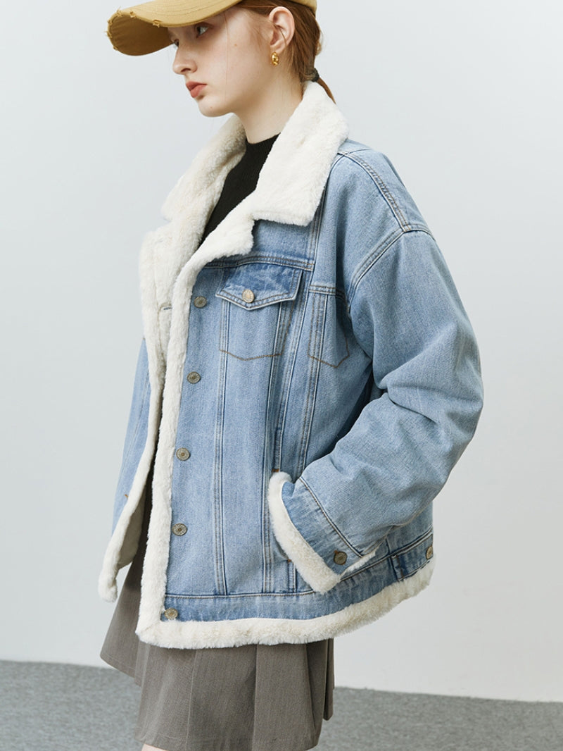 Veste jean col mouton