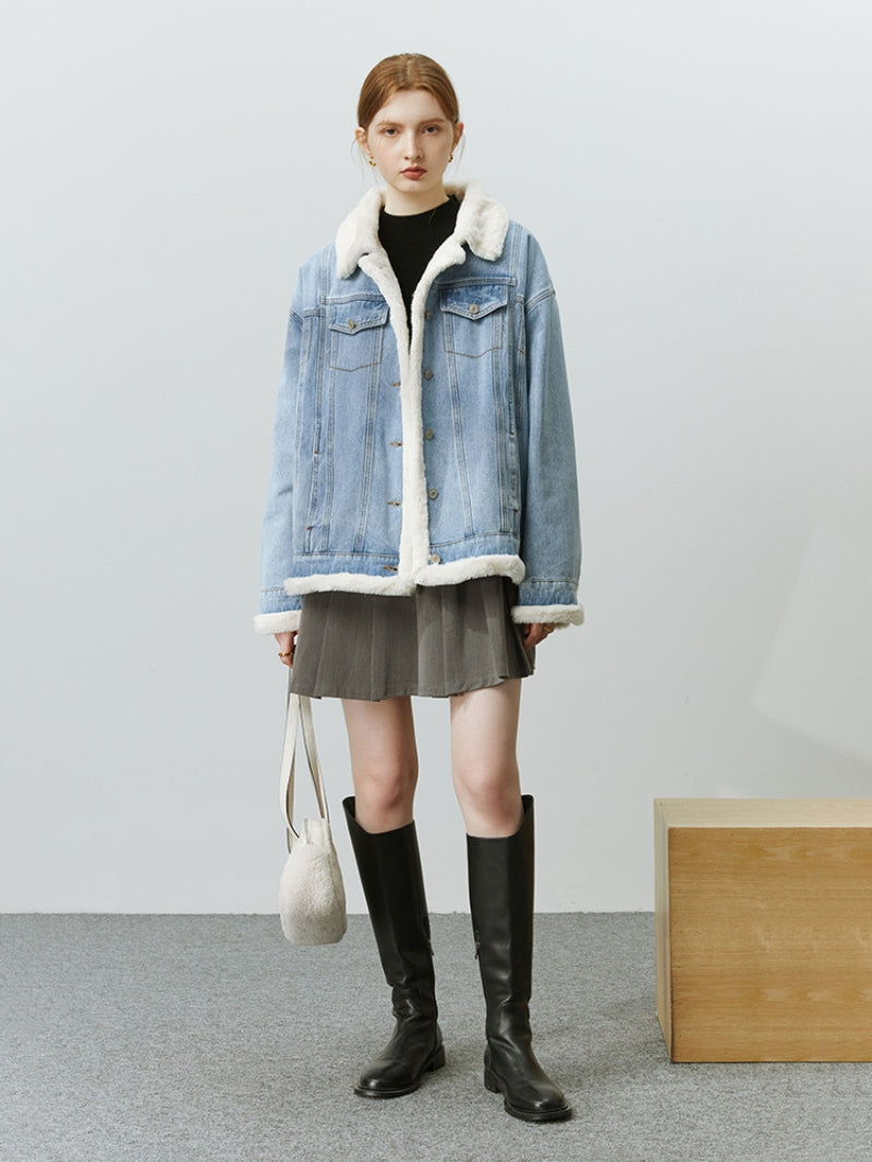 Veste jean col mouton