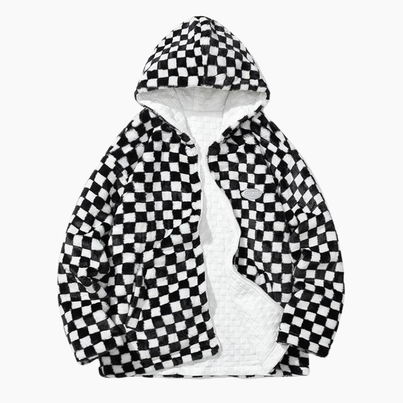 Veste polaire carreaux homme